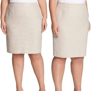 Calvin Klein Suit Woman ivory tweed skirt career office professional neutral 18